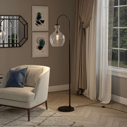 Hudson & Canal - Verona Arc Floor Lamp with Glass Shade in Blackened Bronze/Seeded - FL0268 veiw 3