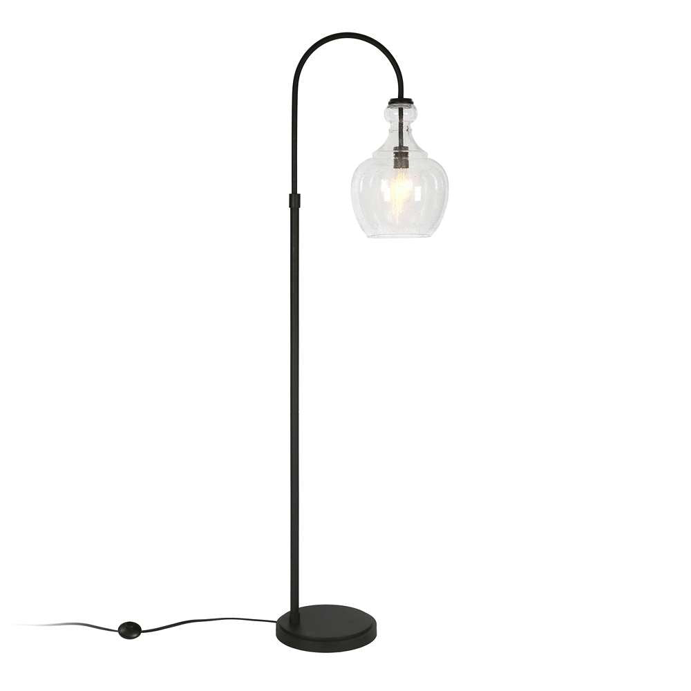 Hudson & Canal - Verona Arc Floor Lamp with Glass Shade in Blackened Bronze/Seeded - FL0268 veiw 4