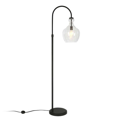 Hudson & Canal - Verona Arc Floor Lamp with Glass Shade in Blackened Bronze/Seeded - FL0268 veiw 4