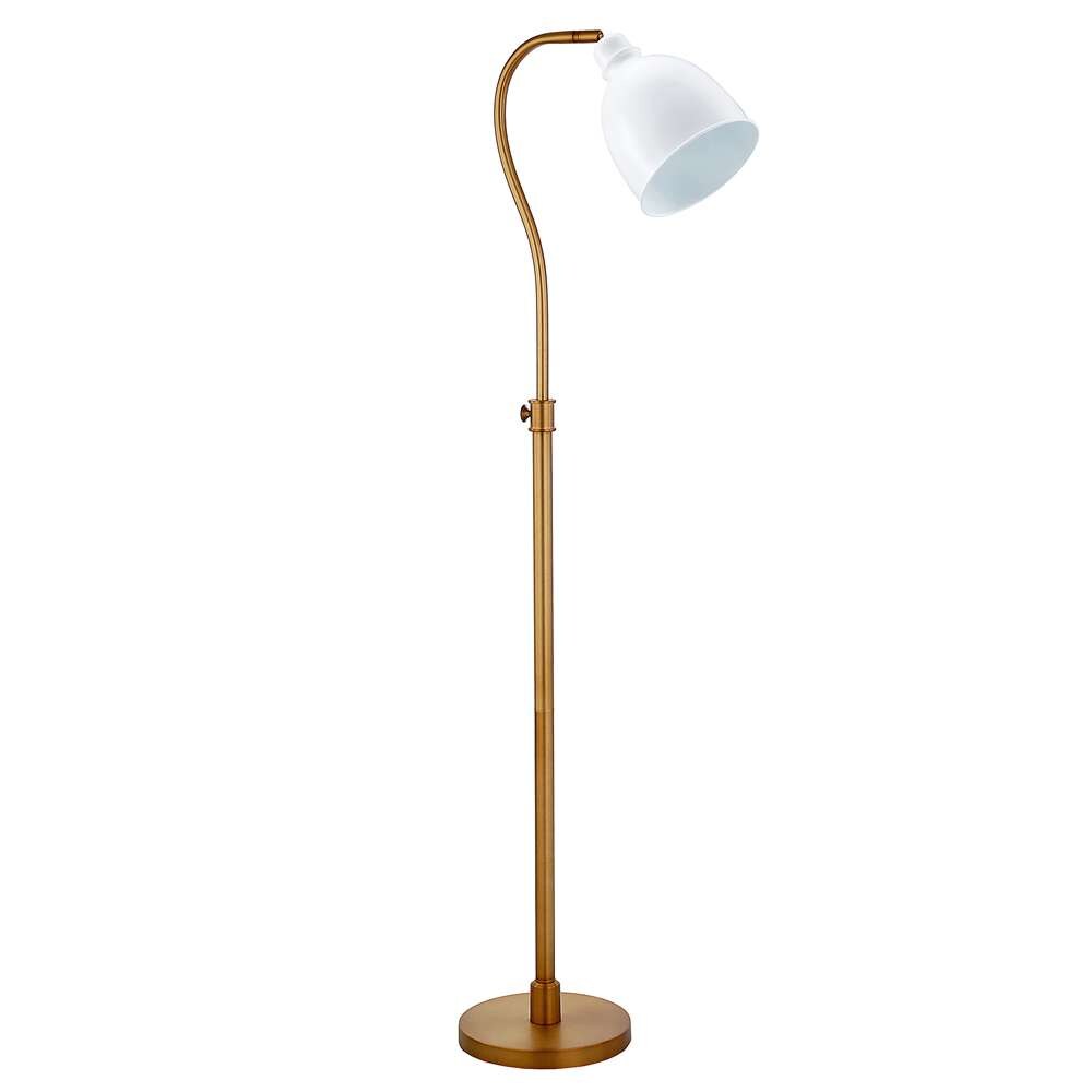 Hudson & Canal - Vincent Adjustable/Arc Floor Lamp with Metal Shade in Brass/Matte White/Matte White - FL0693 veiw 1