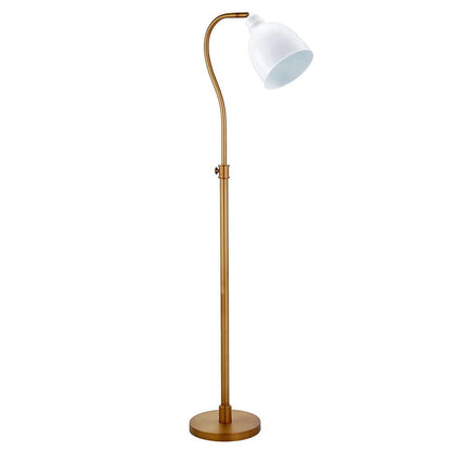 Hudson & Canal - Vincent Adjustable/Arc Floor Lamp with Metal Shade in Brass/Matte White/Matte White - FL0693 veiw 1