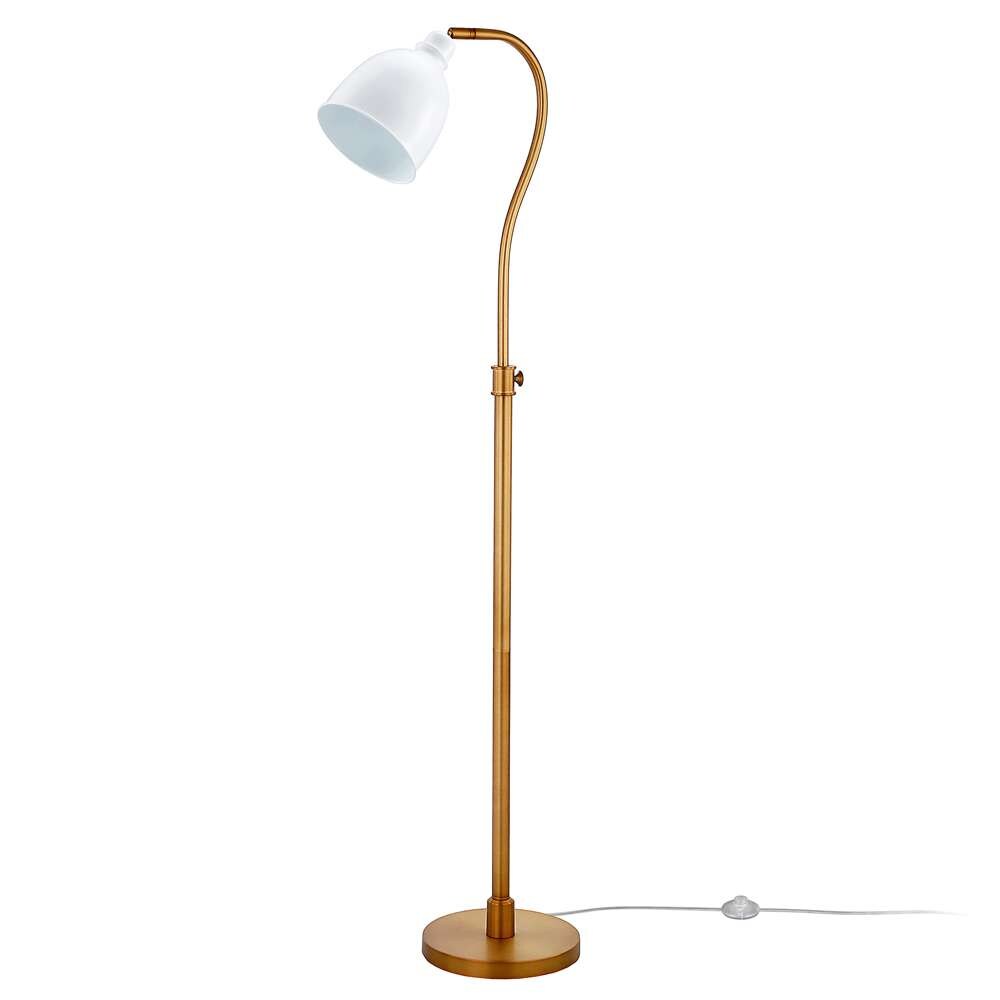 Hudson & Canal - Vincent Adjustable/Arc Floor Lamp with Metal Shade in Brass/Matte White/Matte White - FL0693 veiw 3