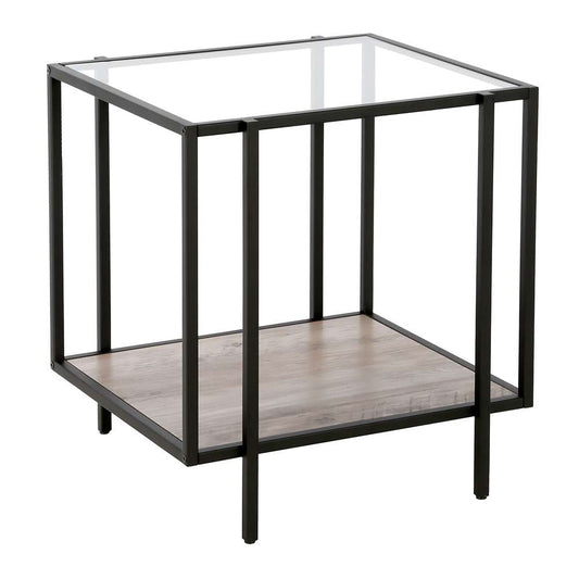 Hudson & Canal - Vireo 20in Wide Square Side Table with MDF Shelf in Blackened Bronze/Gray Oak - ST0941 veiw 1