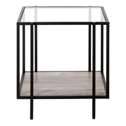 Hudson & Canal - Vireo 20in Wide Square Side Table with MDF Shelf in Blackened Bronze/Gray Oak - ST0941 veiw 3