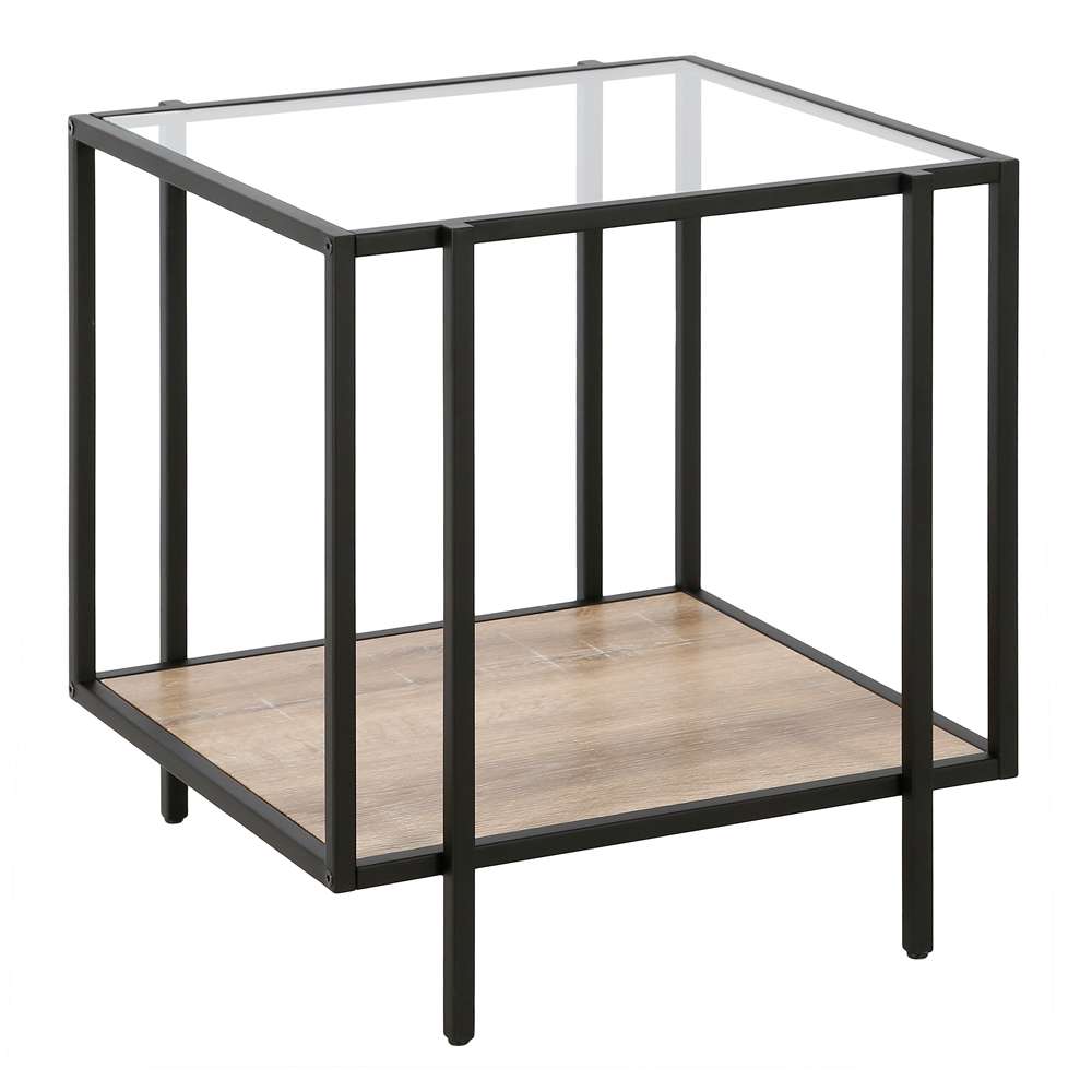 Hudson & Canal - Vireo 20in Wide Square Side Table with MDF Shelf in Blackened Bronze/Limed Oak - ST0942 veiw 1