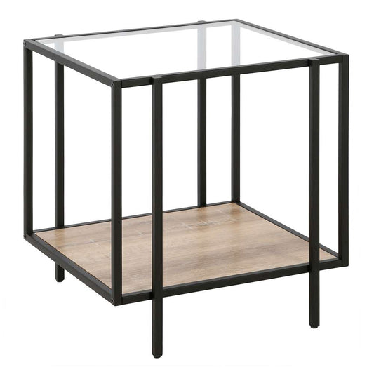 Hudson & Canal - Vireo 20in Wide Square Side Table with MDF Shelf in Blackened Bronze/Limed Oak - ST0942 veiw 1