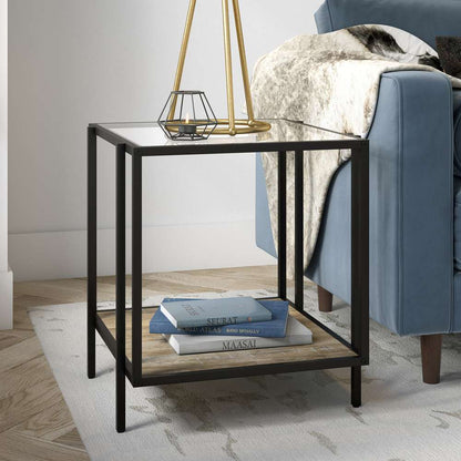 Hudson & Canal - Vireo 20in Wide Square Side Table with MDF Shelf in Blackened Bronze/Limed Oak - ST0942 veiw 2