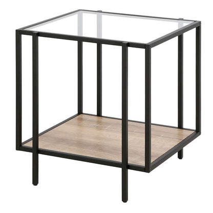 Hudson & Canal - Vireo 20in Wide Square Side Table with MDF Shelf in Blackened Bronze/Limed Oak - ST0942 veiw 4