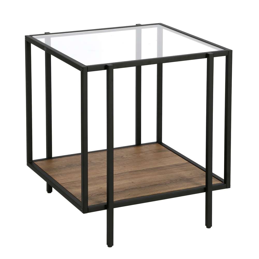 Hudson & Canal - Vireo 20in Wide Square Side Table with MDF Shelf in Blackened Bronze/Rustic Oak - ST0558 veiw 1