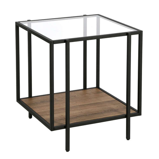 Hudson & Canal - Vireo 20in Wide Square Side Table with MDF Shelf in Blackened Bronze/Rustic Oak - ST0558 veiw 1