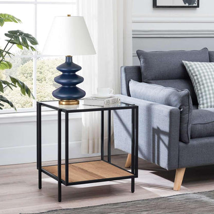 Hudson & Canal - Vireo 20in Wide Square Side Table with MDF Shelf in Blackened Bronze/Rustic Oak - ST0558 veiw 2