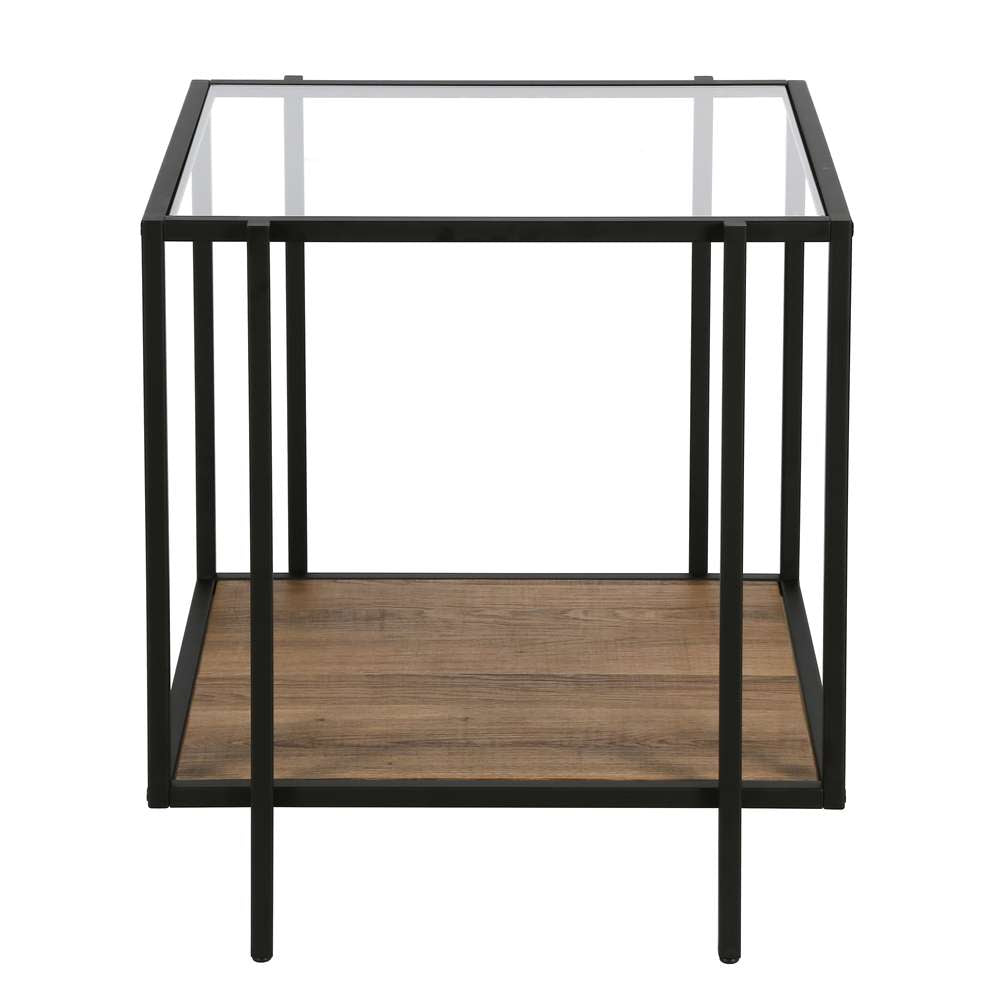 Hudson & Canal - Vireo 20in Wide Square Side Table with MDF Shelf in Blackened Bronze/Rustic Oak - ST0558 veiw 3