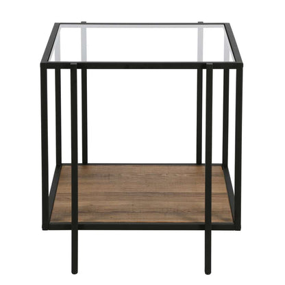 Hudson & Canal - Vireo 20in Wide Square Side Table with MDF Shelf in Blackened Bronze/Rustic Oak - ST0558 veiw 3