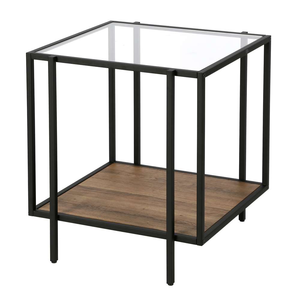 Hudson & Canal - Vireo 20in Wide Square Side Table with MDF Shelf in Blackened Bronze/Rustic Oak - ST0558 veiw 4