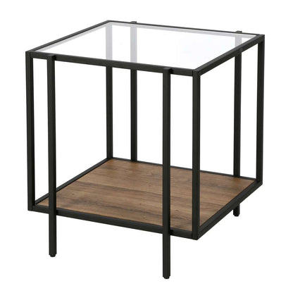 Hudson & Canal - Vireo 20in Wide Square Side Table with MDF Shelf in Blackened Bronze/Rustic Oak - ST0558 veiw 4