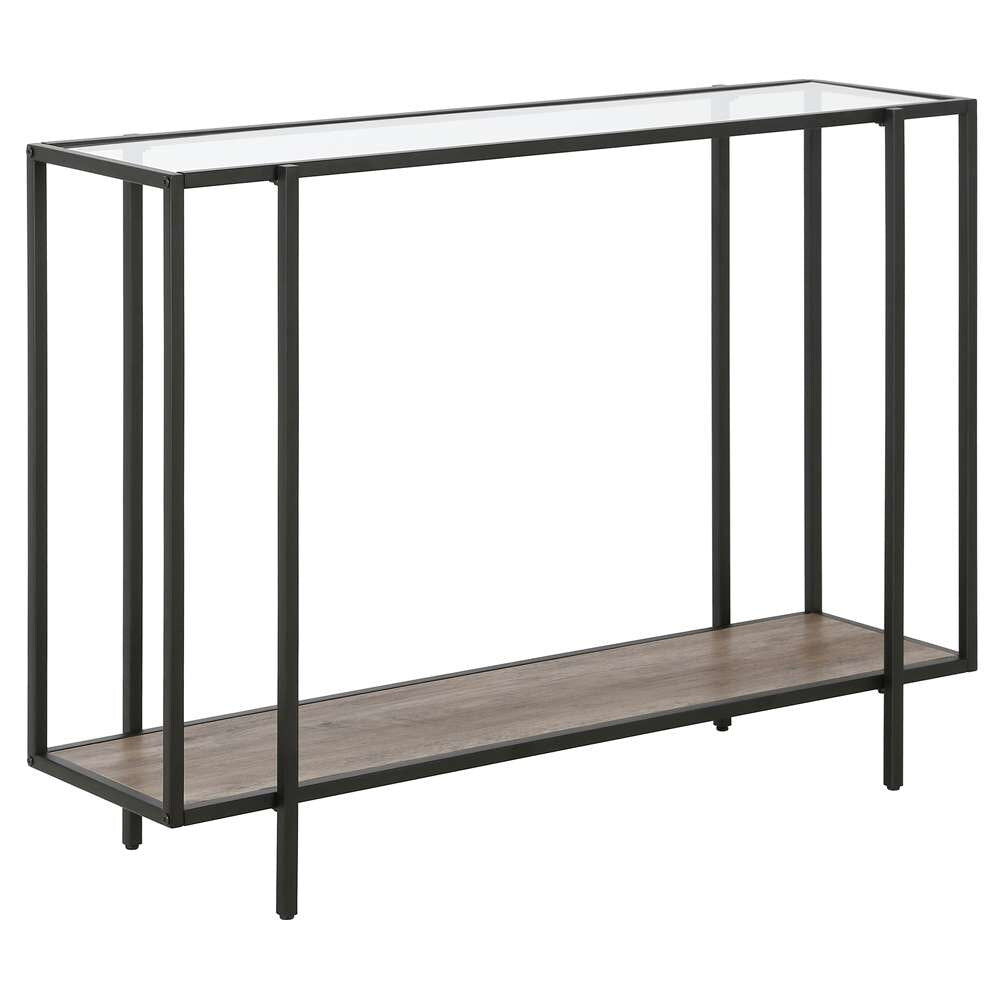 Hudson & Canal - Vireo 42in Wide Rectangular Console Table with MDF Shelf in Blackened Bronze/Gray Oak - AT0937 veiw 1