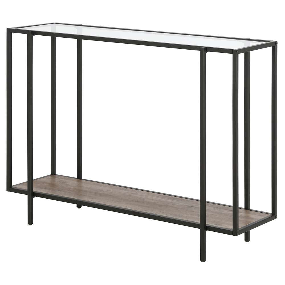Hudson & Canal - Vireo 42in Wide Rectangular Console Table with MDF Shelf in Blackened Bronze/Gray Oak - AT0937 veiw 4