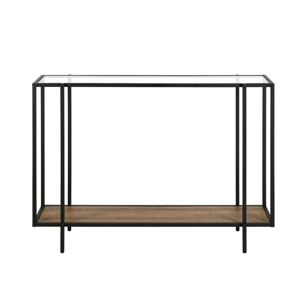 Hudson & Canal - Vireo 42in Wide Rectangular Console Table with MDF Shelf in Blackened Bronze/Rustic Oak - AT0557 veiw 3