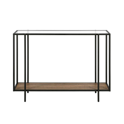 Hudson & Canal - Vireo 42in Wide Rectangular Console Table with MDF Shelf in Blackened Bronze/Rustic Oak - AT0557 veiw 3