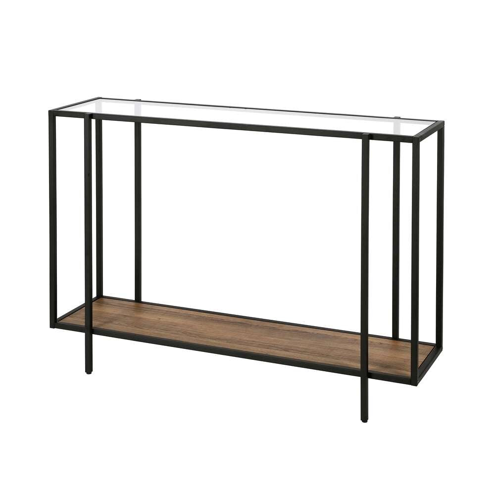 Hudson & Canal - Vireo 42in Wide Rectangular Console Table with MDF Shelf in Blackened Bronze/Rustic Oak - AT0557 veiw 4