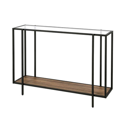 Hudson & Canal - Vireo 42in Wide Rectangular Console Table with MDF Shelf in Blackened Bronze/Rustic Oak - AT0557 veiw 4