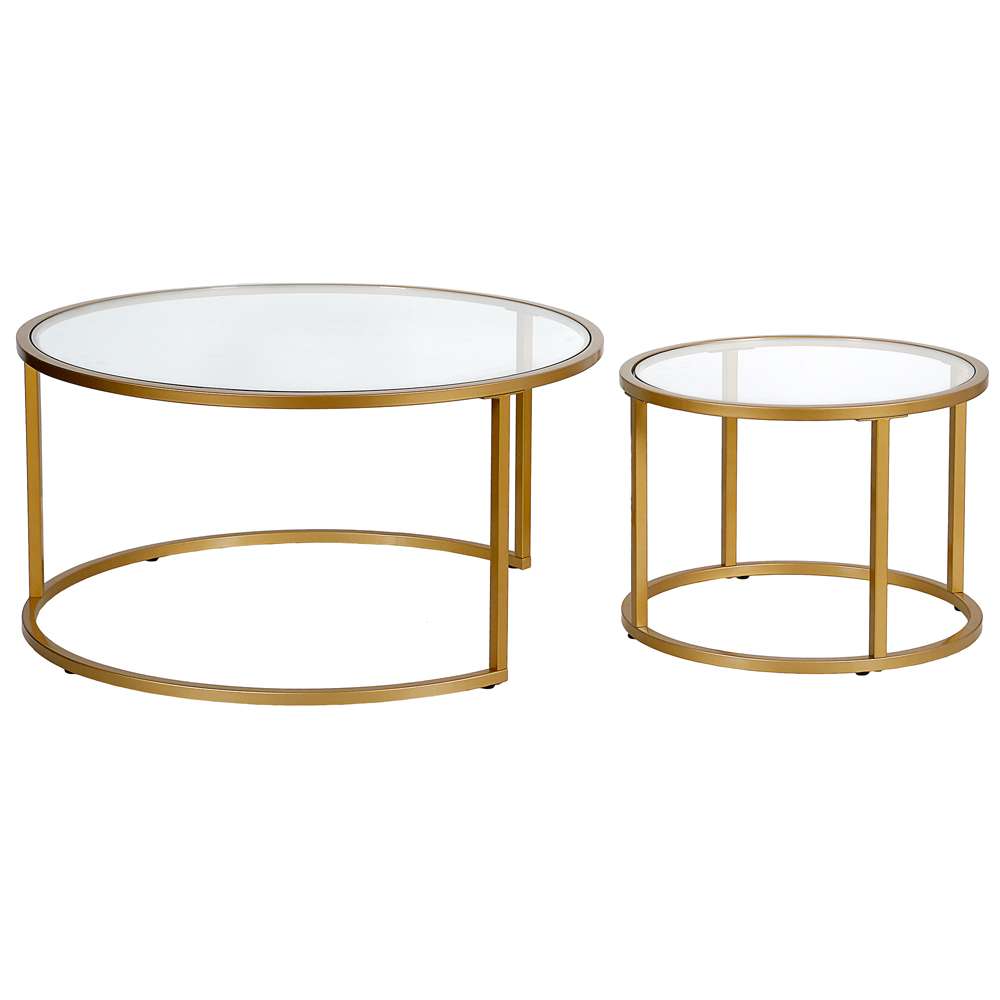 Hudson & Canal - Watson Round Nested Coffee Table in Brass - CT0587 veiw 1