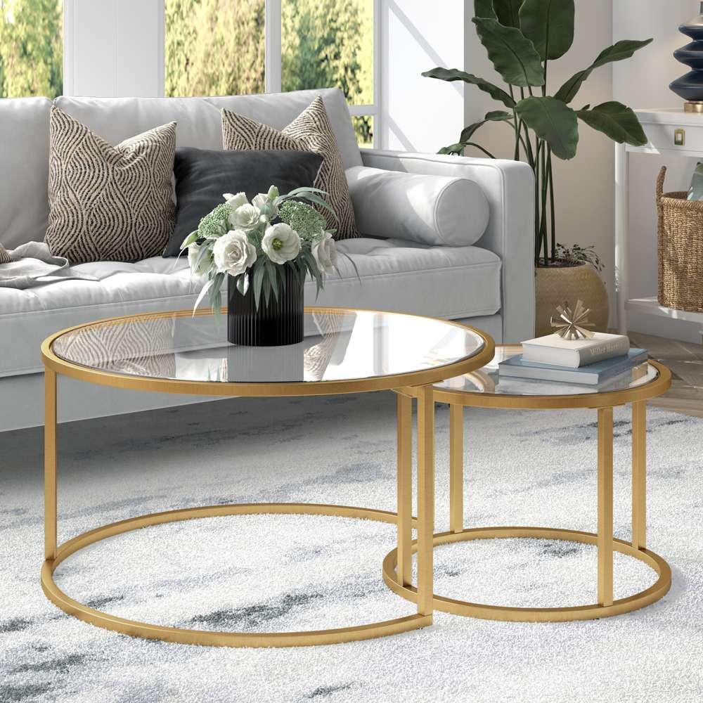Hudson & Canal - Watson Round Nested Coffee Table in Brass - CT0587 veiw 2