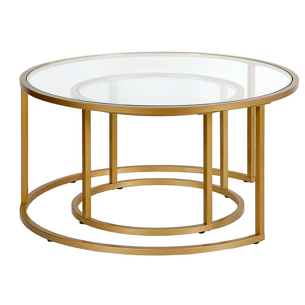 Hudson & Canal - Watson Round Nested Coffee Table in Brass - CT0587 veiw 3