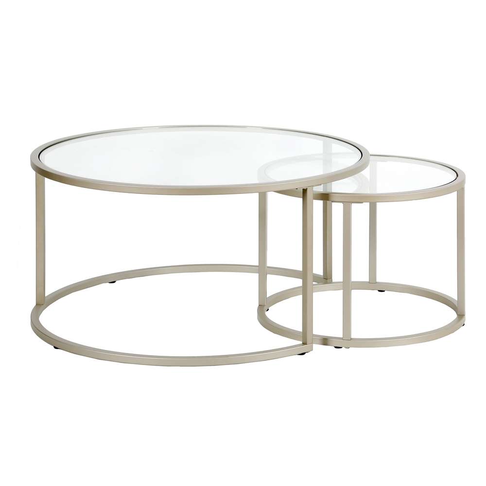 Hudson & Canal - Watson Round Nested Coffee Table in Satin Nickel - CT0588 veiw 1