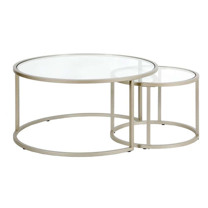 Hudson & Canal - Watson Round Nested Coffee Table in Satin Nickel - CT0588 veiw 1