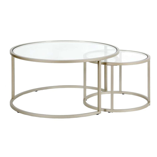Hudson & Canal - Watson Round Nested Coffee Table in Satin Nickel - CT0588 veiw 1