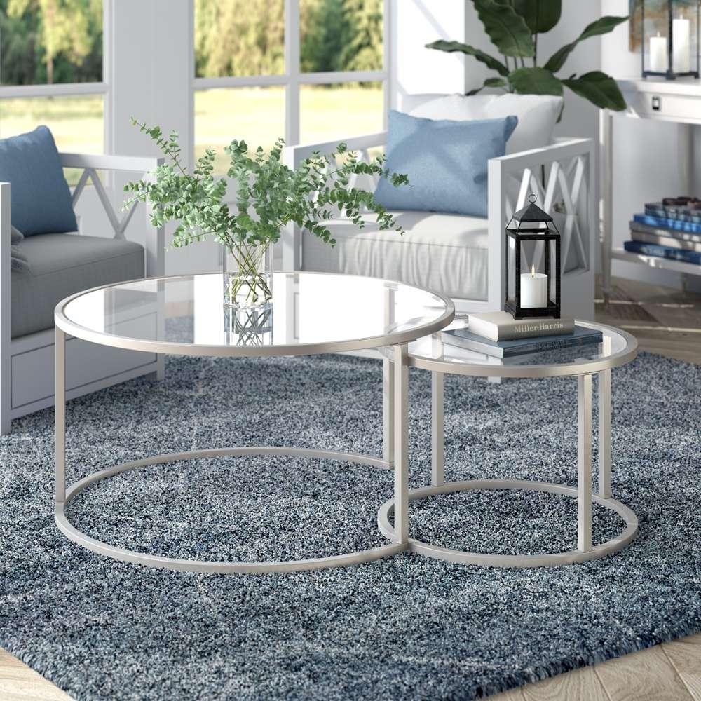 Hudson & Canal - Watson Round Nested Coffee Table in Satin Nickel - CT0588 veiw 2