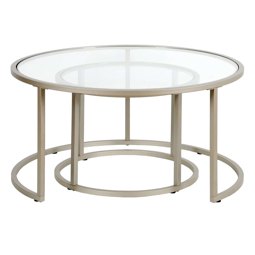 Hudson & Canal - Watson Round Nested Coffee Table in Satin Nickel - CT0588 veiw 3