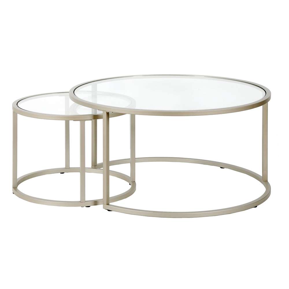 Hudson & Canal - Watson Round Nested Coffee Table in Satin Nickel - CT0588 veiw 5