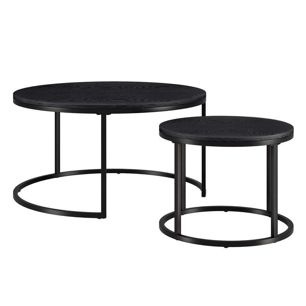 Hudson & Canal - Watson Round Nested Coffee Table with MDF Top in Blackened Bronze/Black Grain - CT1547 veiw 1