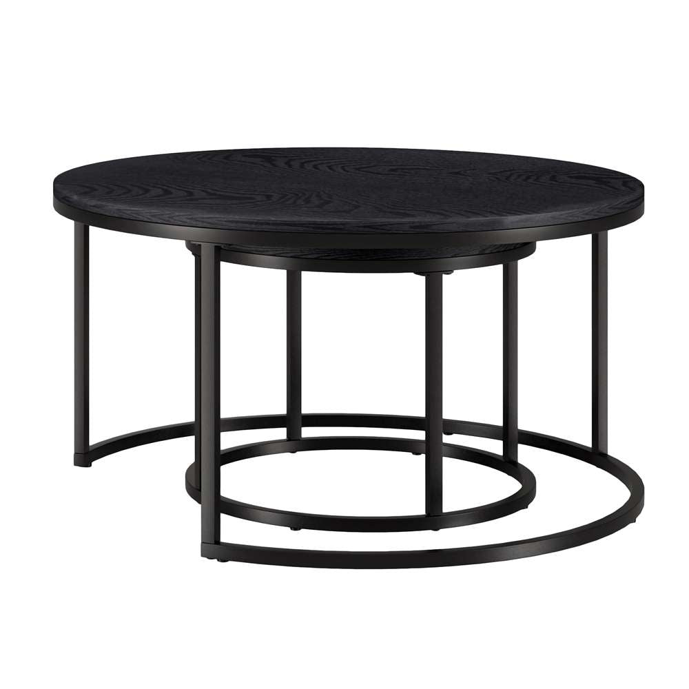 Hudson & Canal - Watson Round Nested Coffee Table with MDF Top in Blackened Bronze/Black Grain - CT1547 veiw 4