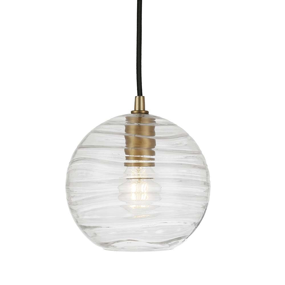 Hudson & Canal - Wayve 8in Wide Textured Pendant with Glass Shade in Brass/Clear - PD0077 veiw 3