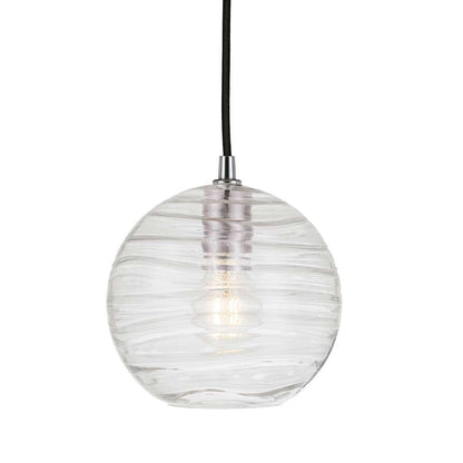 Hudson & Canal - Wayve 8in Wide Textured Pendant with Glass Shade in Polished Nickel/Clear - PD0079 veiw 3