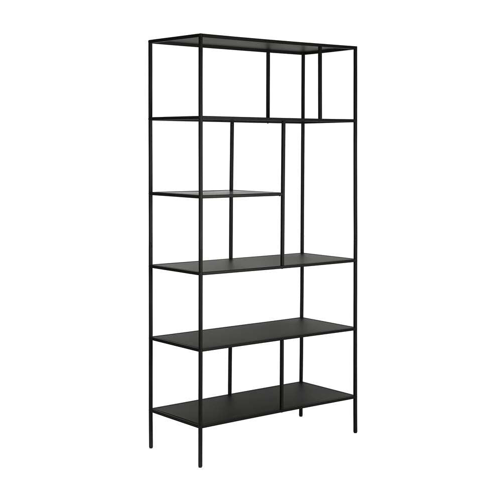 Hudson & Canal - Winthrop 72in Tall Rectangular Bookcase in Blackened Bronze - BK0345 veiw 1
