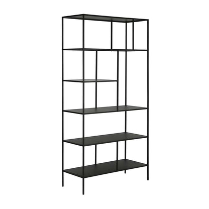 Hudson & Canal - Winthrop 72in Tall Rectangular Bookcase in Blackened Bronze - BK0345 veiw 1