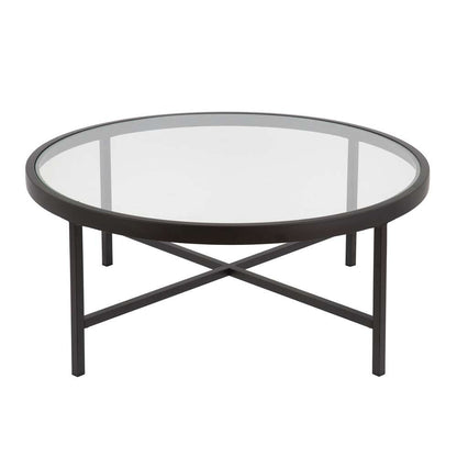 Hudson & Canal - Xivil 36in Wide Round Coffee Table with Glass Top in Blackened Bronze - CT0110 veiw 3