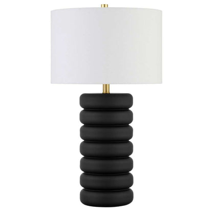 Hudson & Canal - Zelda 25in Tall Glass Bubble Body Table Lamp with Fabric Shade in Matte Black/Brass/White - TL1810 veiw 1