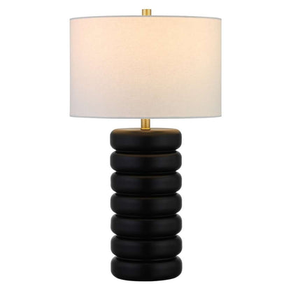 Hudson & Canal - Zelda 25in Tall Glass Bubble Body Table Lamp with Fabric Shade in Matte Black/Brass/White - TL1810 veiw 3