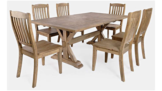 Jofran - Carlyle Crossing Solid Pine 78in Seven-Piece Dining Set with Slat Chairs - 1921-78D-7S veiw 1