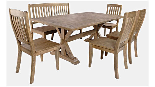 Jofran - Carlyle Crossing Solid Pine 78in Six-Piece Dining Set with Bench and Slat Chairs - 1921-78D-6S veiw 1