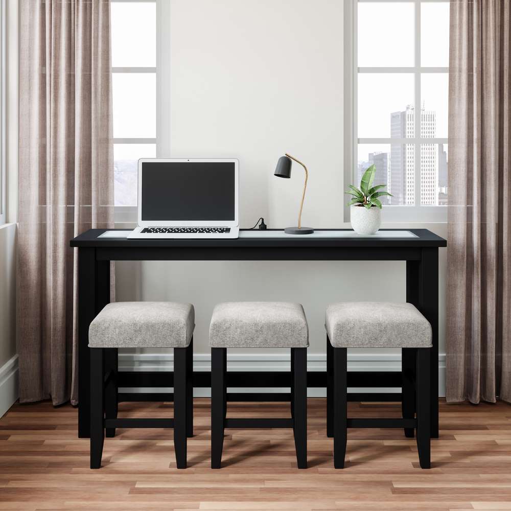 Jofran - Urban Icon 4 Piece Counter Height Dining Table Set with USB Charging - Black - 2001-66 veiw 2