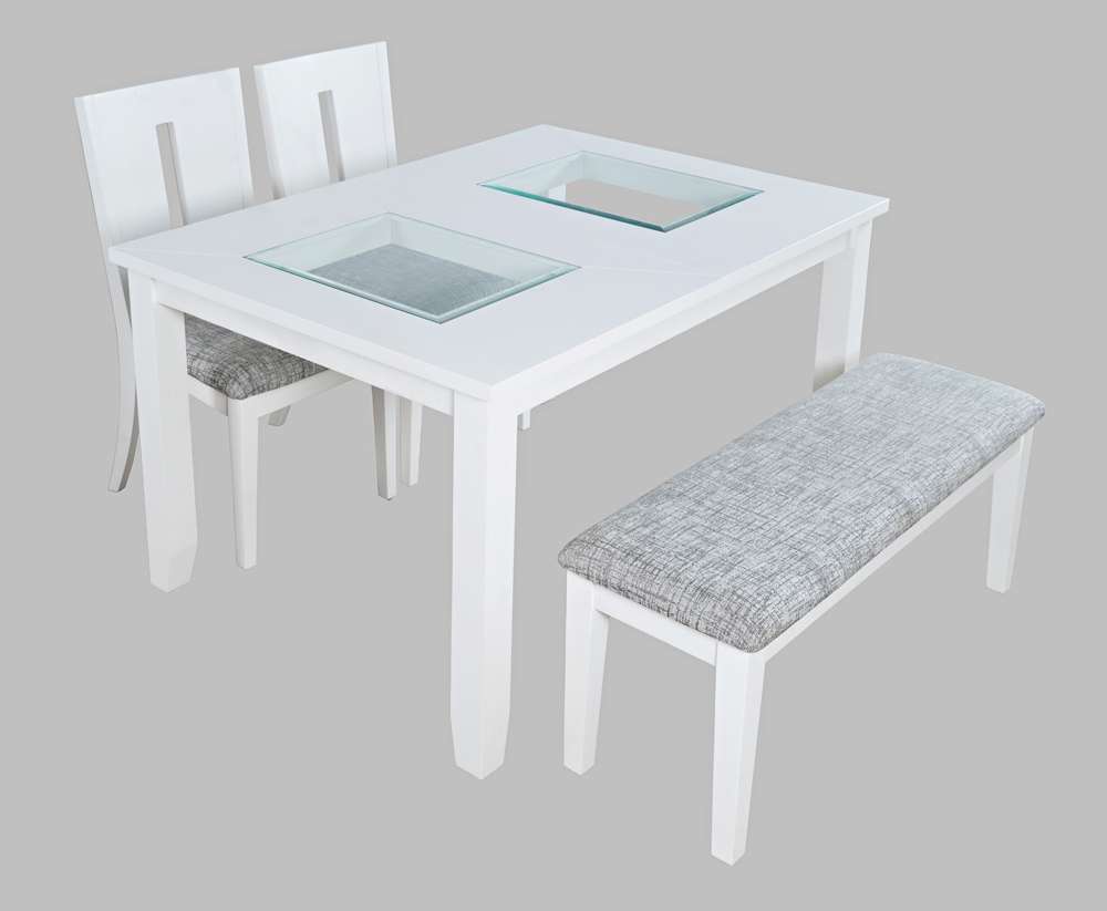 Jofran - Urban Icon Contemporary 66in Four-Piece Dining Set with Upholstered Chairs and Bench - 2003-66D-4 veiw 2