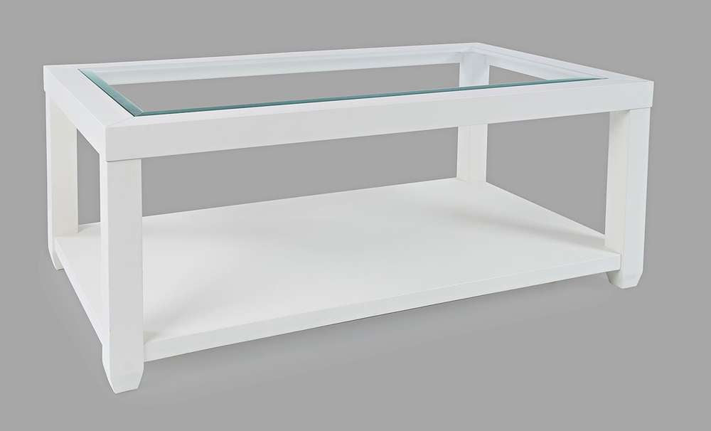 Jofran - Urban Icon Rectangular Glass Inlay Coffee Table - White - 2000-1 veiw 1