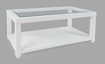 Jofran - Urban Icon Rectangular Glass Inlay Coffee Table - White - 2000-1 veiw 1