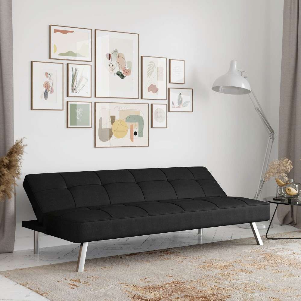 Serta - Cailey Fabric Convertible Futon, Black by Lifestyle Solutions - SC-CRYS3LU2001 veiw 8
